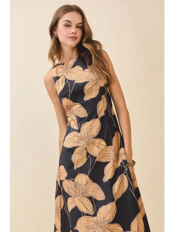 Bold Floral Midi Dress