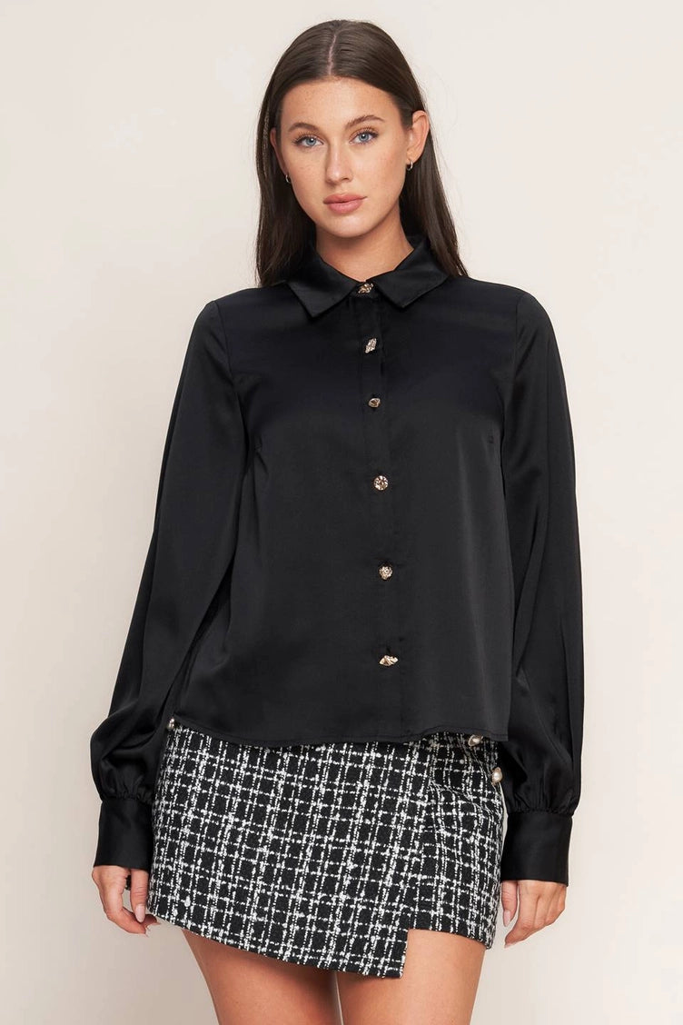 Blouson Sleeve Collared Top