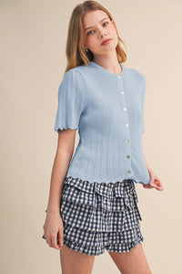 Scalloped Pointelle Cardigan