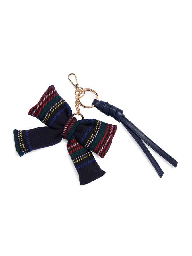 Plaid Bow Bag Charm Keychain