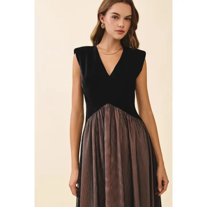Velvet Fitted Midi Dress