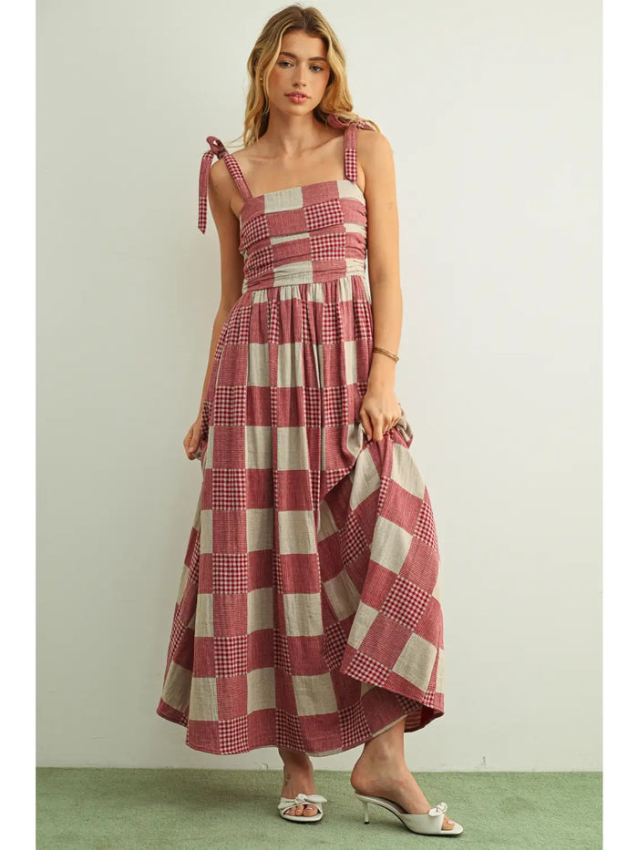 Gingham and Stripe Patch Maxi