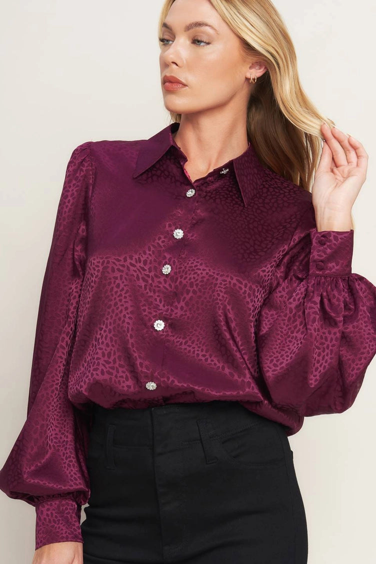 Puff Sleeve Collared Top