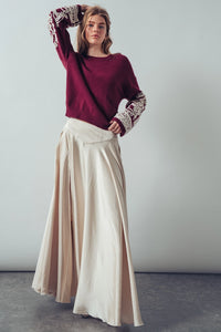 Embroidered Sleeve Sweater