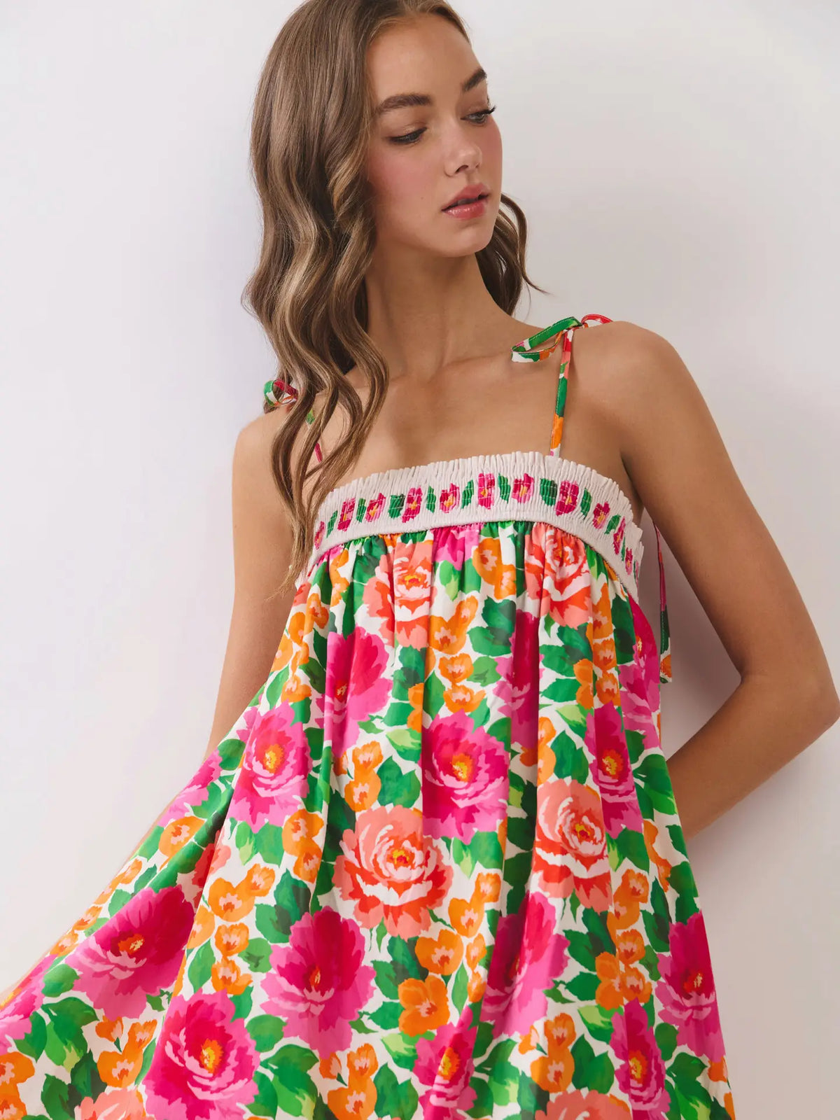 Floral Tie-Strap Midi Dress