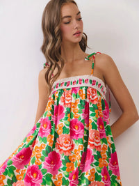 Floral Tie-Strap Midi Dress