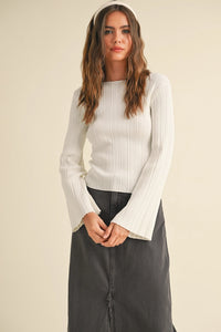 Ribbed Bell Sleeve Top