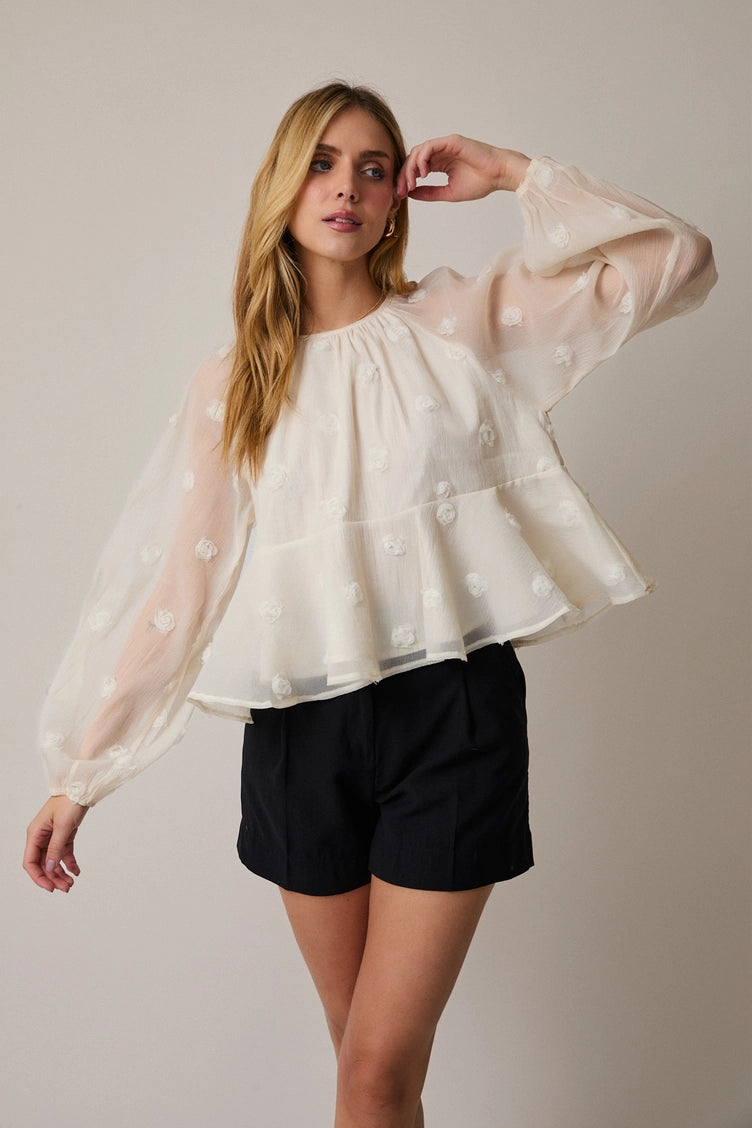 Tiered Mesh Blouse
