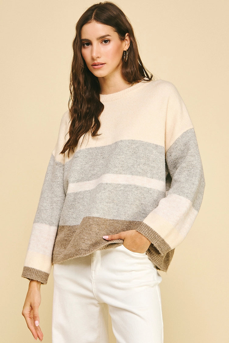Colorblock Soft Yarn Sweater