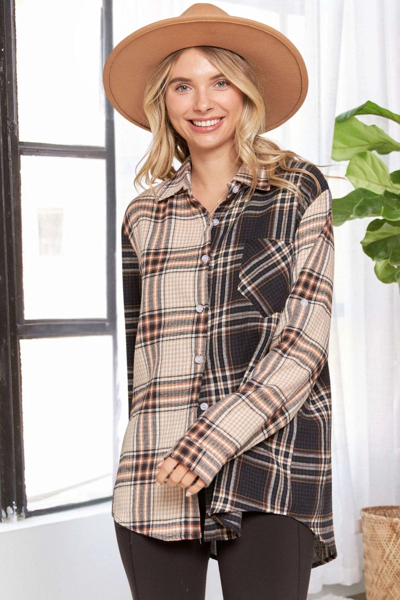 Colorblock Plaid Shirt