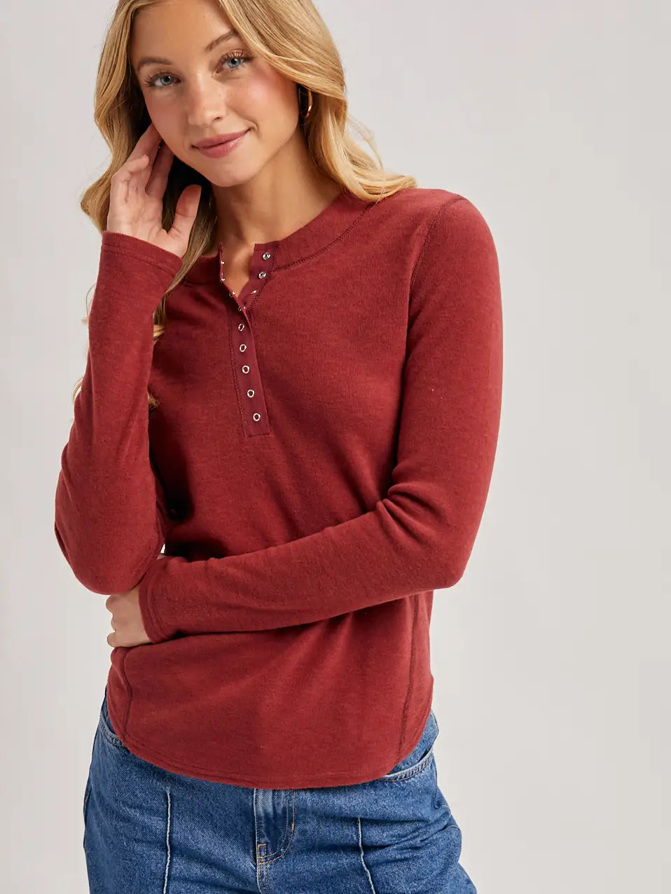 Henley Dolphin Hem Top