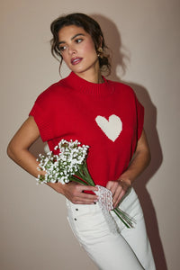 Heart Sleeveless Sweater