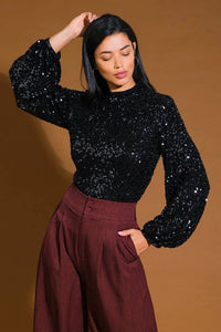 High Neck Sequin Top