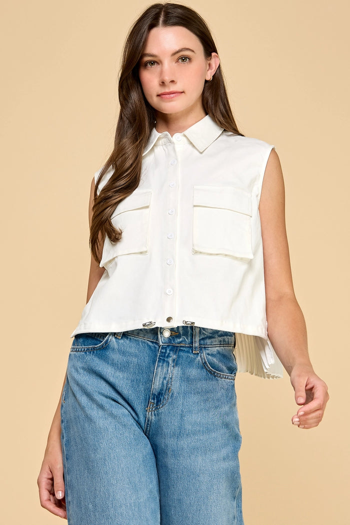 Button Down Cropped Vest