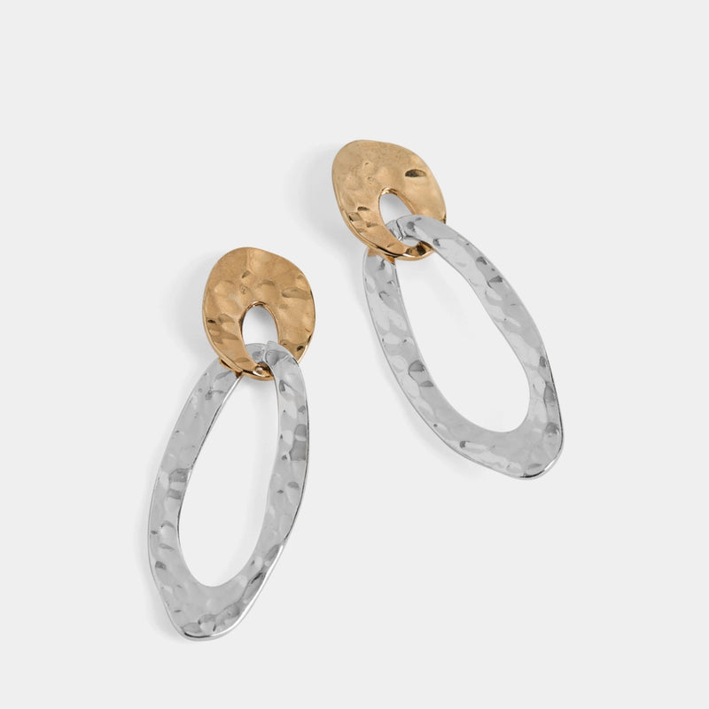 Hammered Drop Oval Earrings
