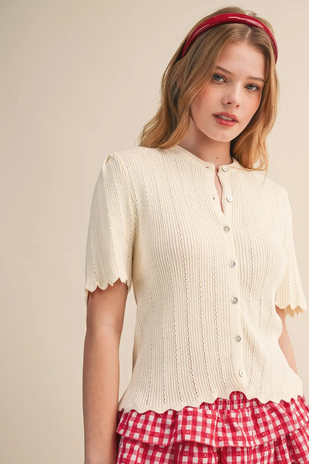 Scalloped Pointelle Cardigan