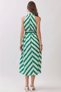 Striped Sleeveless Midi Shirt Dress