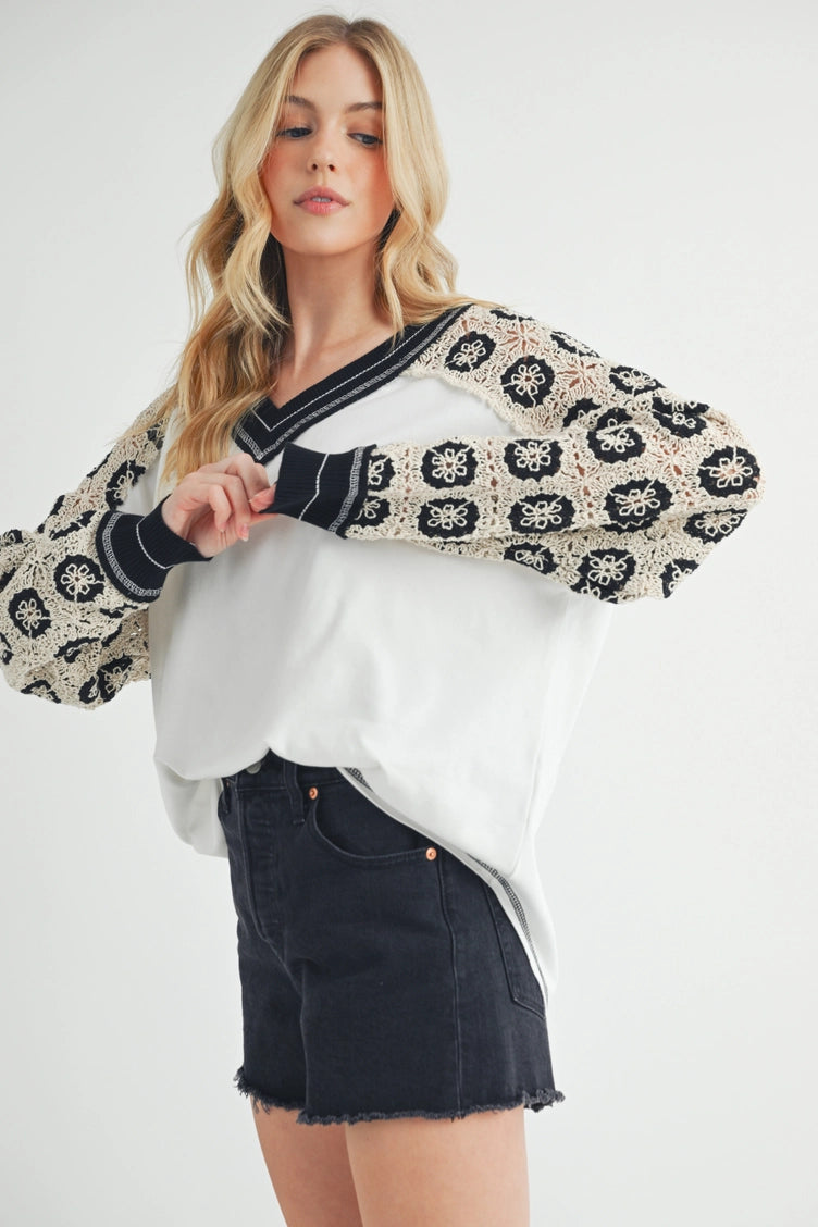 Deina Crochet Sleeve Tee