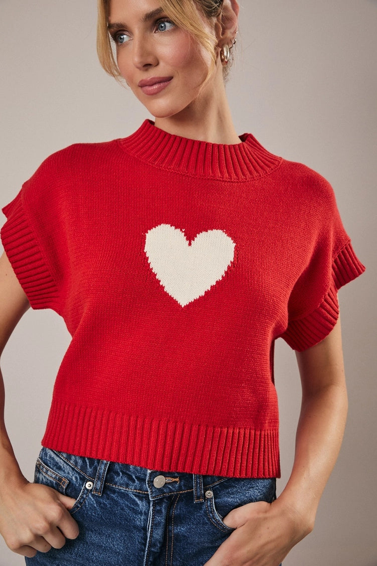 Heart Sleeveless Sweater