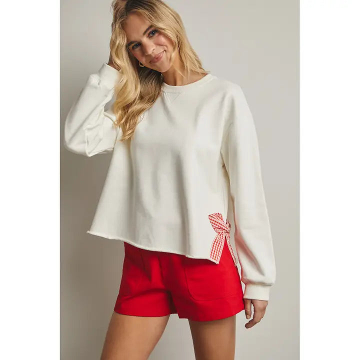 Gingham Bow Pullover