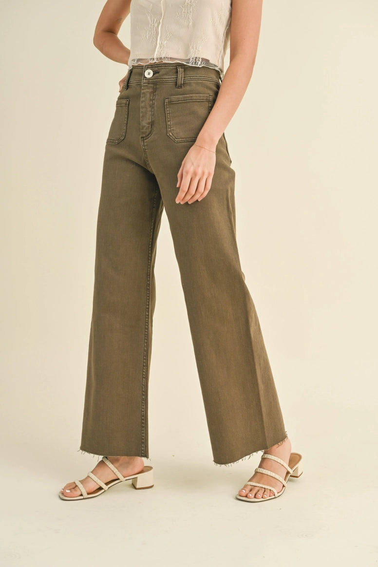 Pocket Front Wide Leg Pants