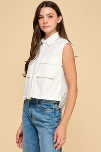 Button Down Cropped Vest