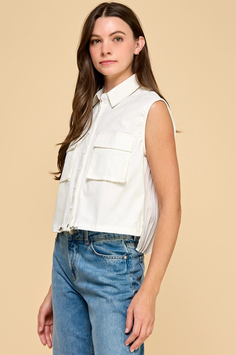 Button Down Cropped Vest
