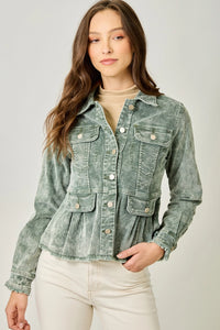 Washed Corduroy Peplum Jacket