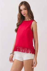 Fringe Hem Sleeveless Top