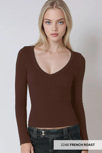 Deep V Long Sleeve Top