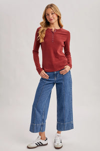 Henley Dolphin Hem Top