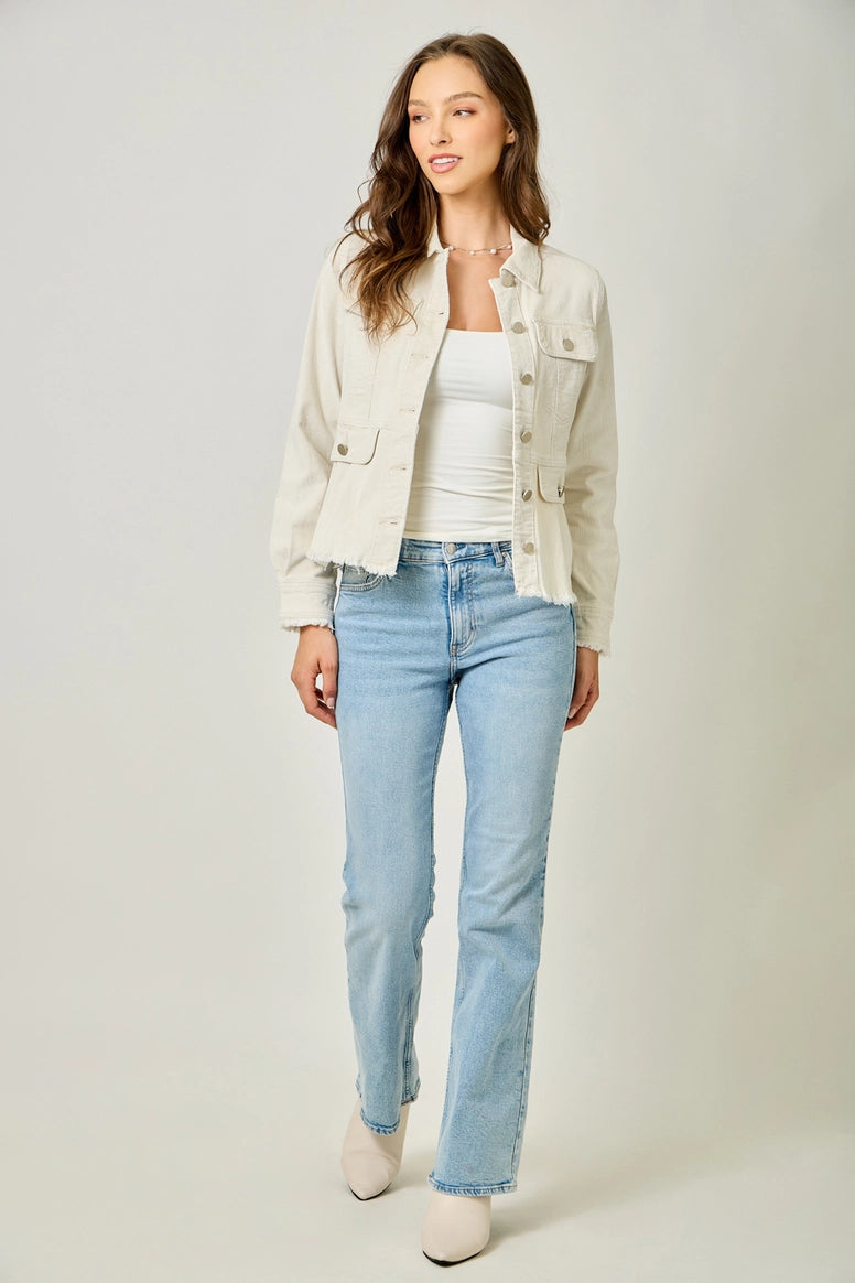 Washed Corduroy Peplum Jacket