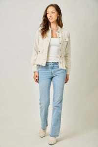 Washed Corduroy Peplum Jacket