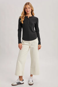 Henley Dolphin Hem Top