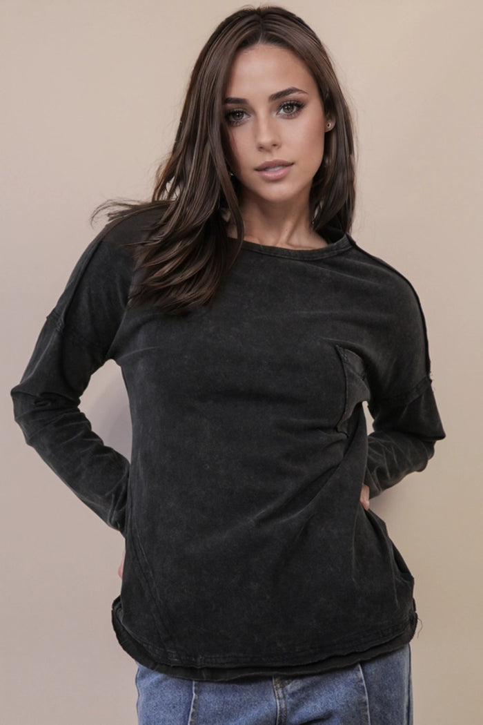 Mineral Washed Knit Top