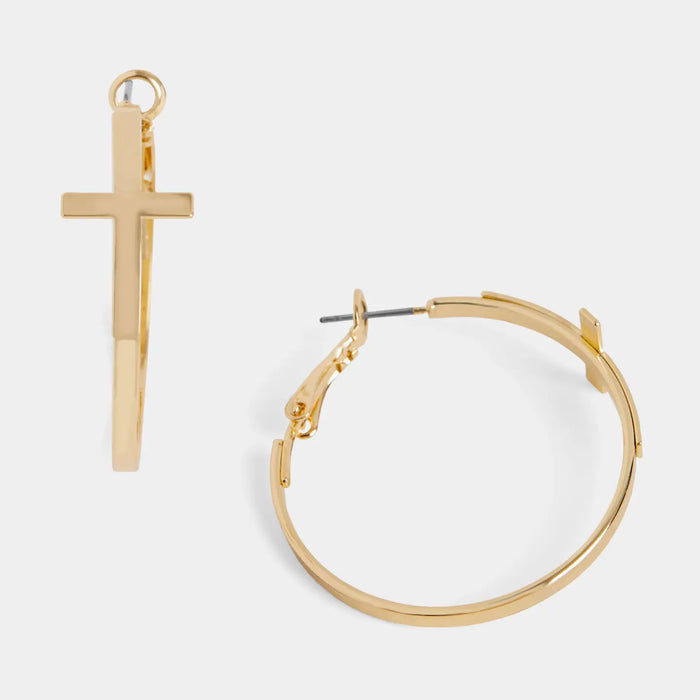 Hoop Cross Earrings