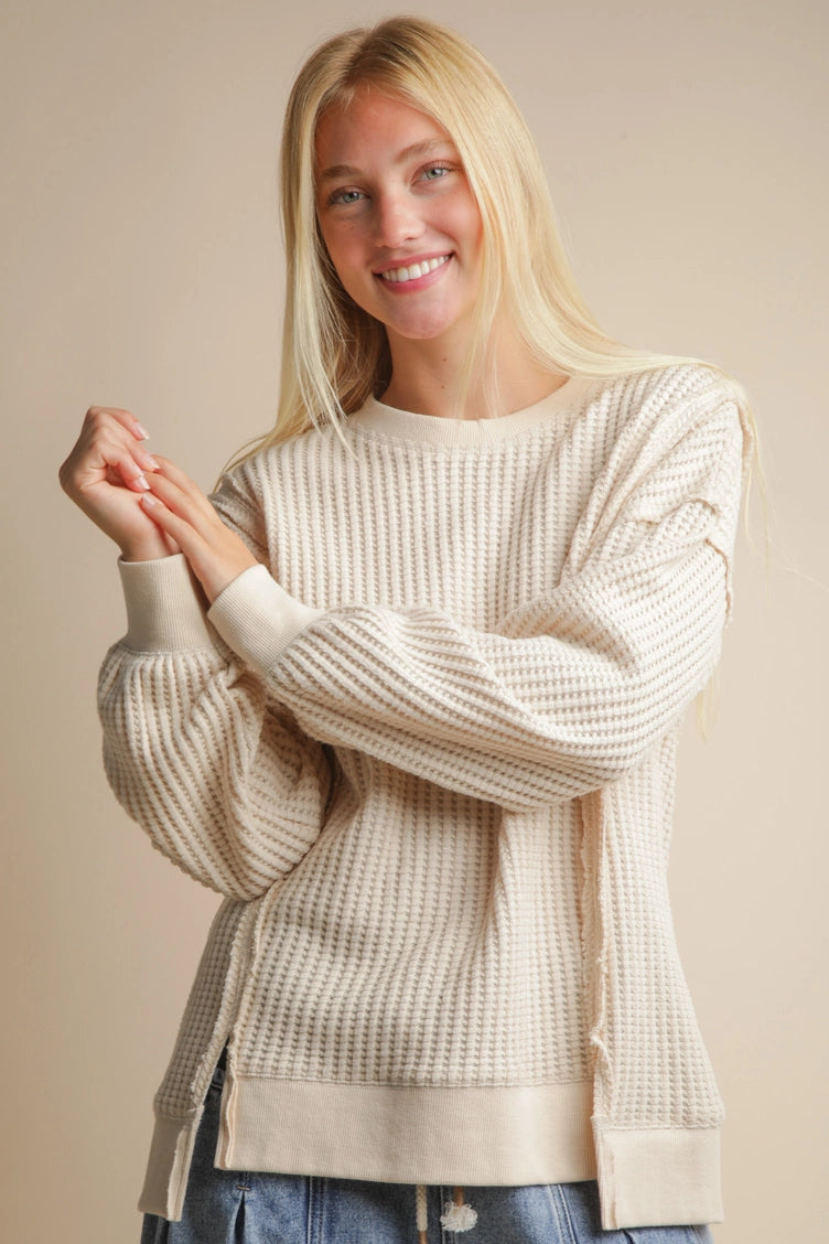 Oversized Waffle Knit Top