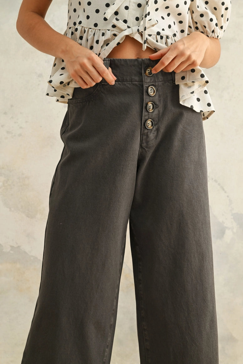 Button Front Cotton Pants