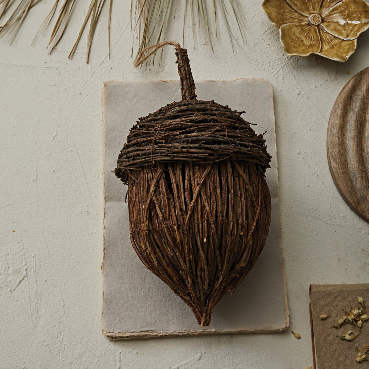 Rattan Acorn Ornament