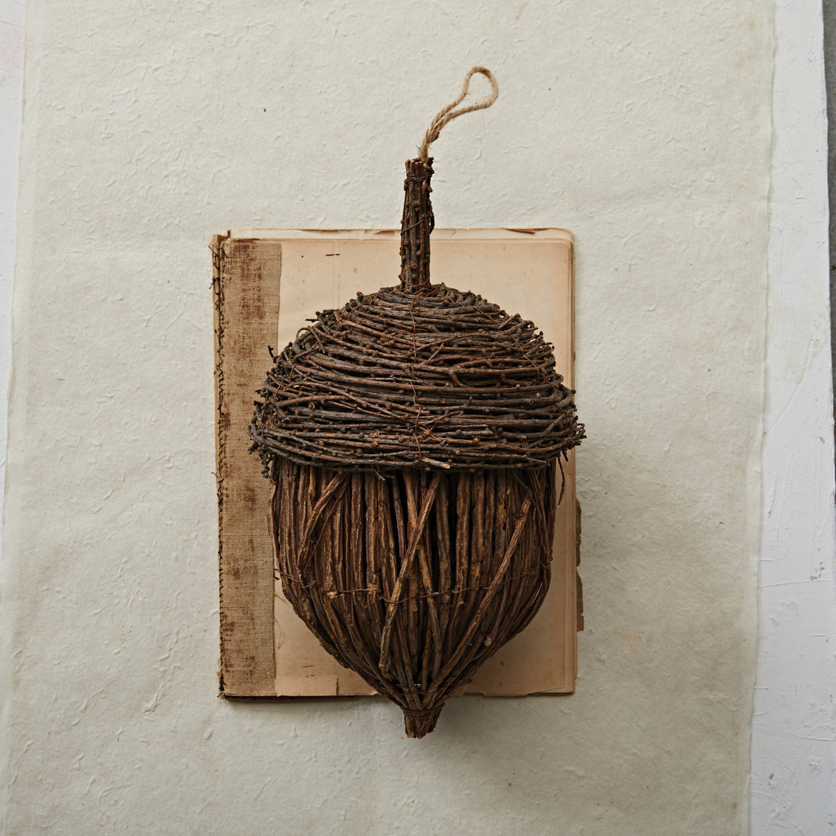 Rattan Acorn Ornament