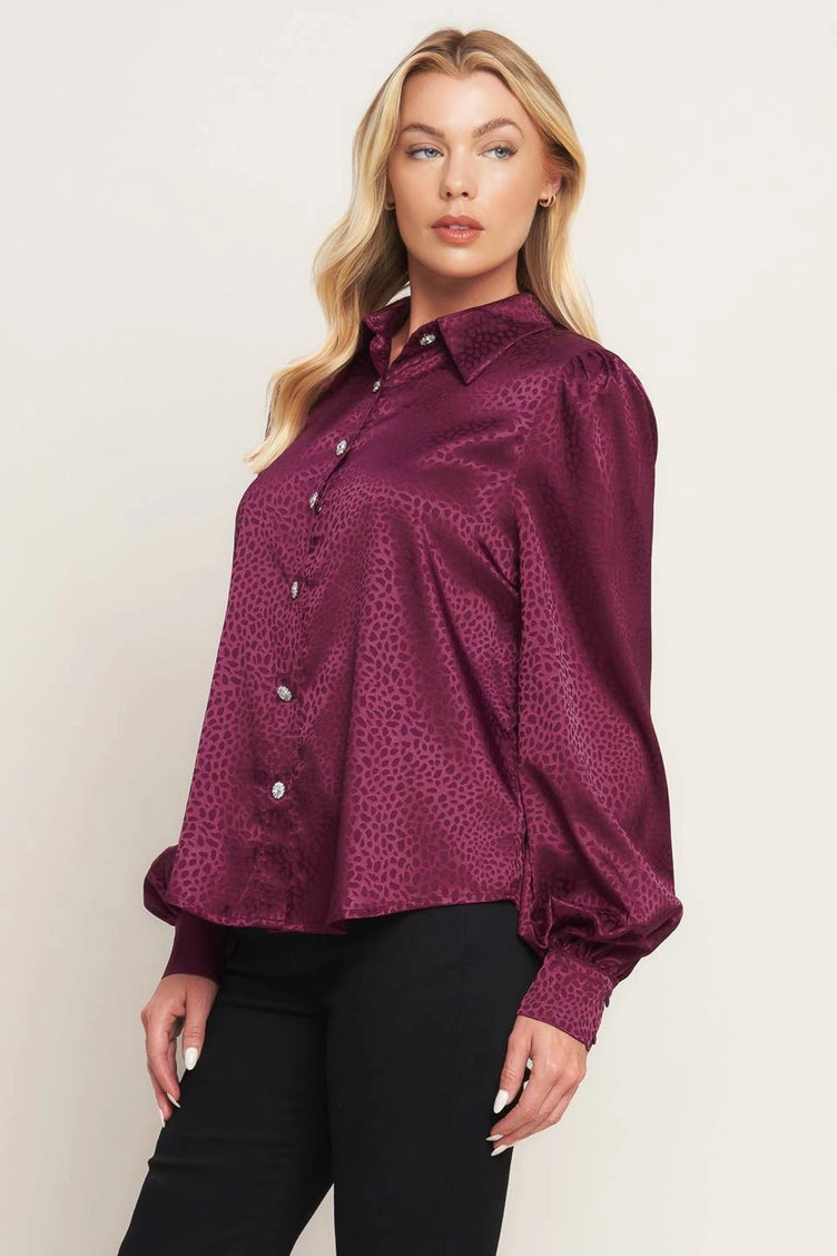Puff Sleeve Collared Top