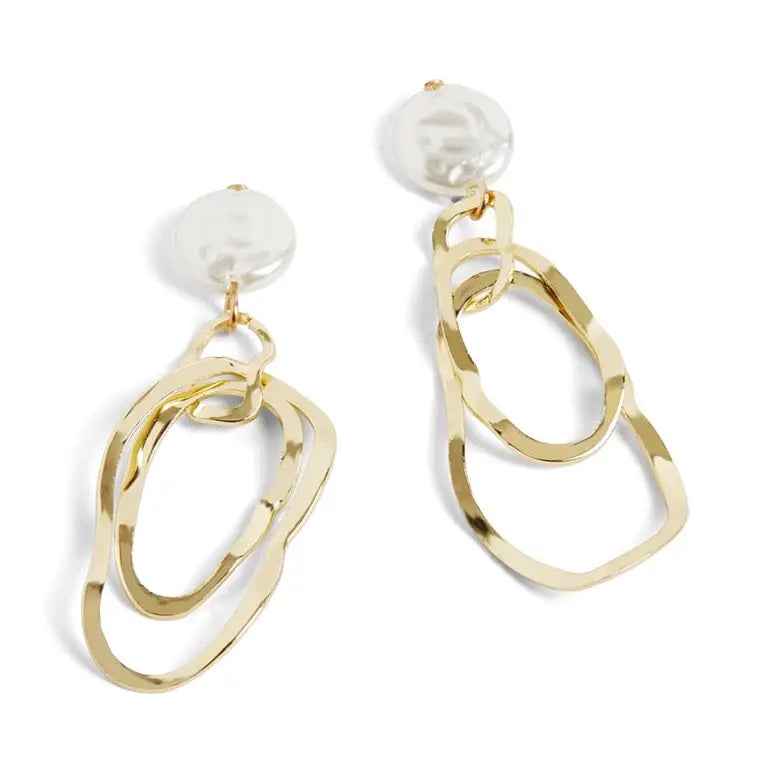 Gold Pearl Waves Earrings