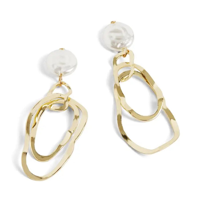 Gold Pearl Waves Earrings