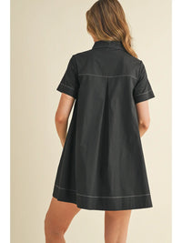 Contrast Stitching Shirt Dress