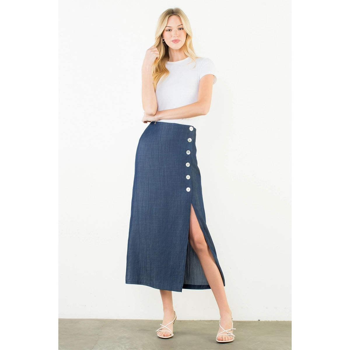 Side Button Maxi Skirt