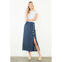 Side Button Maxi Skirt