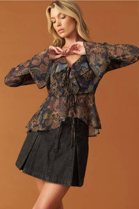 Ruffled Collar Peplum Top