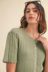 Scalloped Pointelle Cardigan
