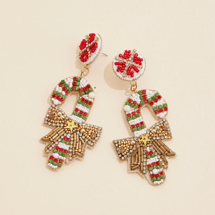 Candy Cane Beaded Earrings