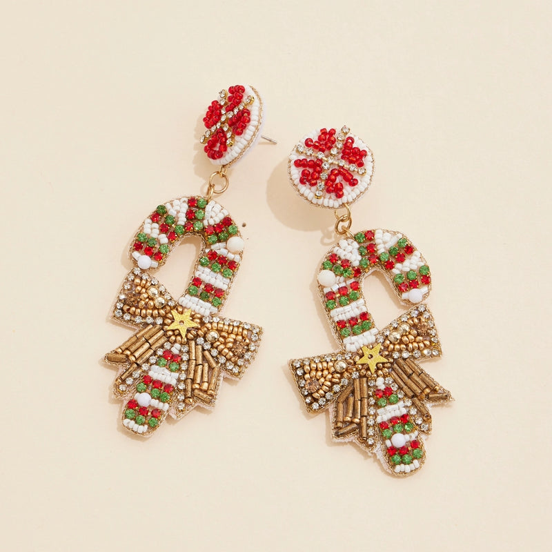 Candy Cane Beaded Earrings